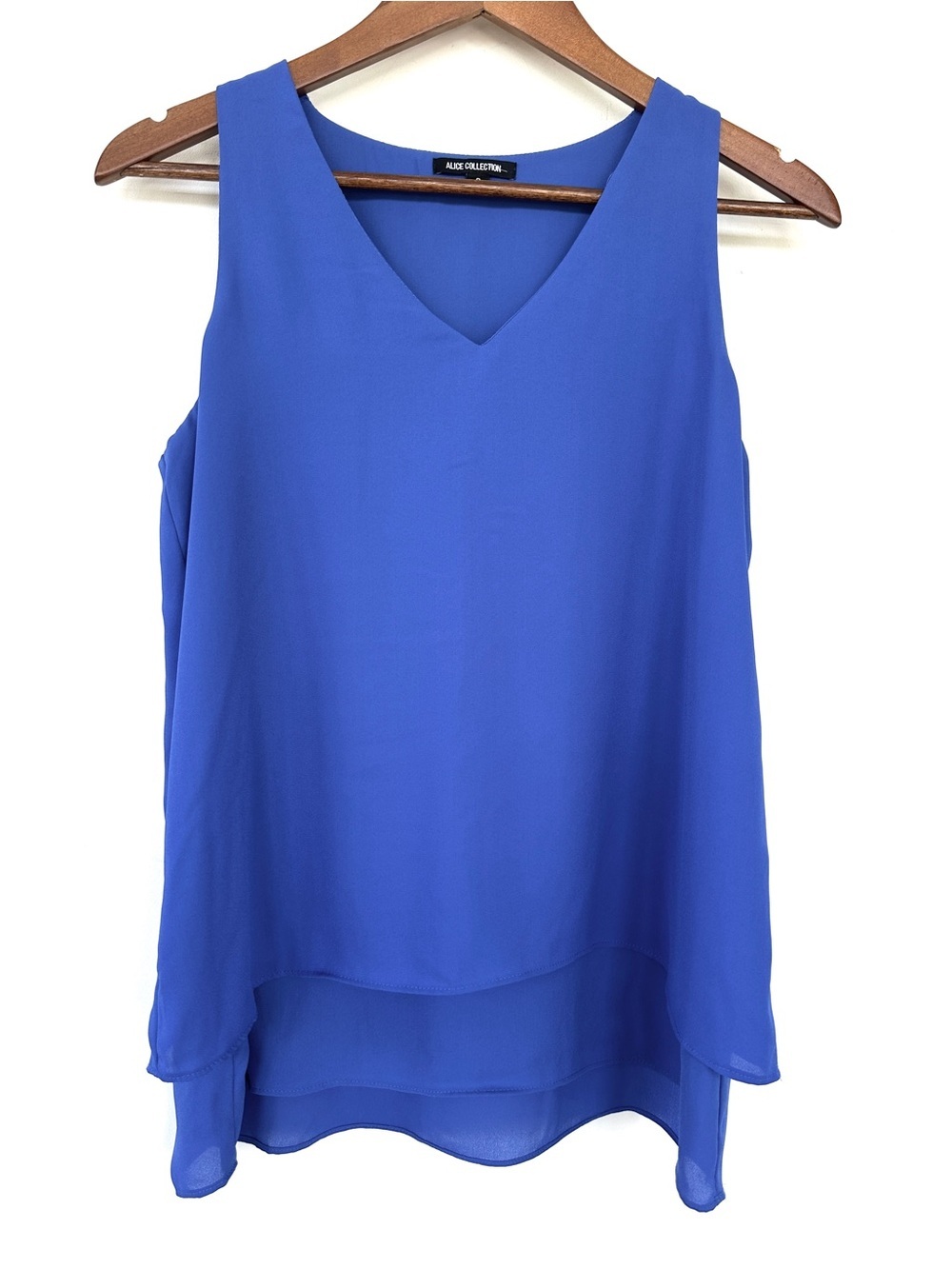 Alice Collection Royal Blue V-Neck Layered Chiffon Tank